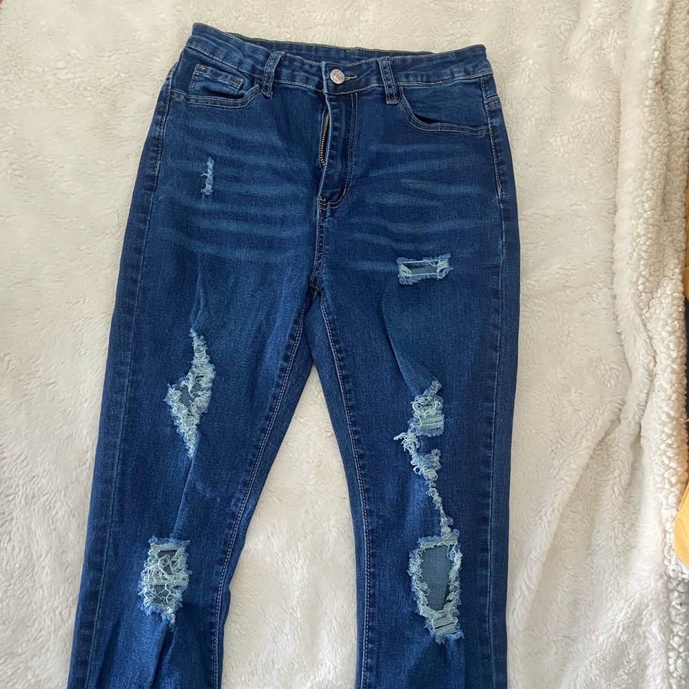 High Waisted Ripped Skinny Jeans
